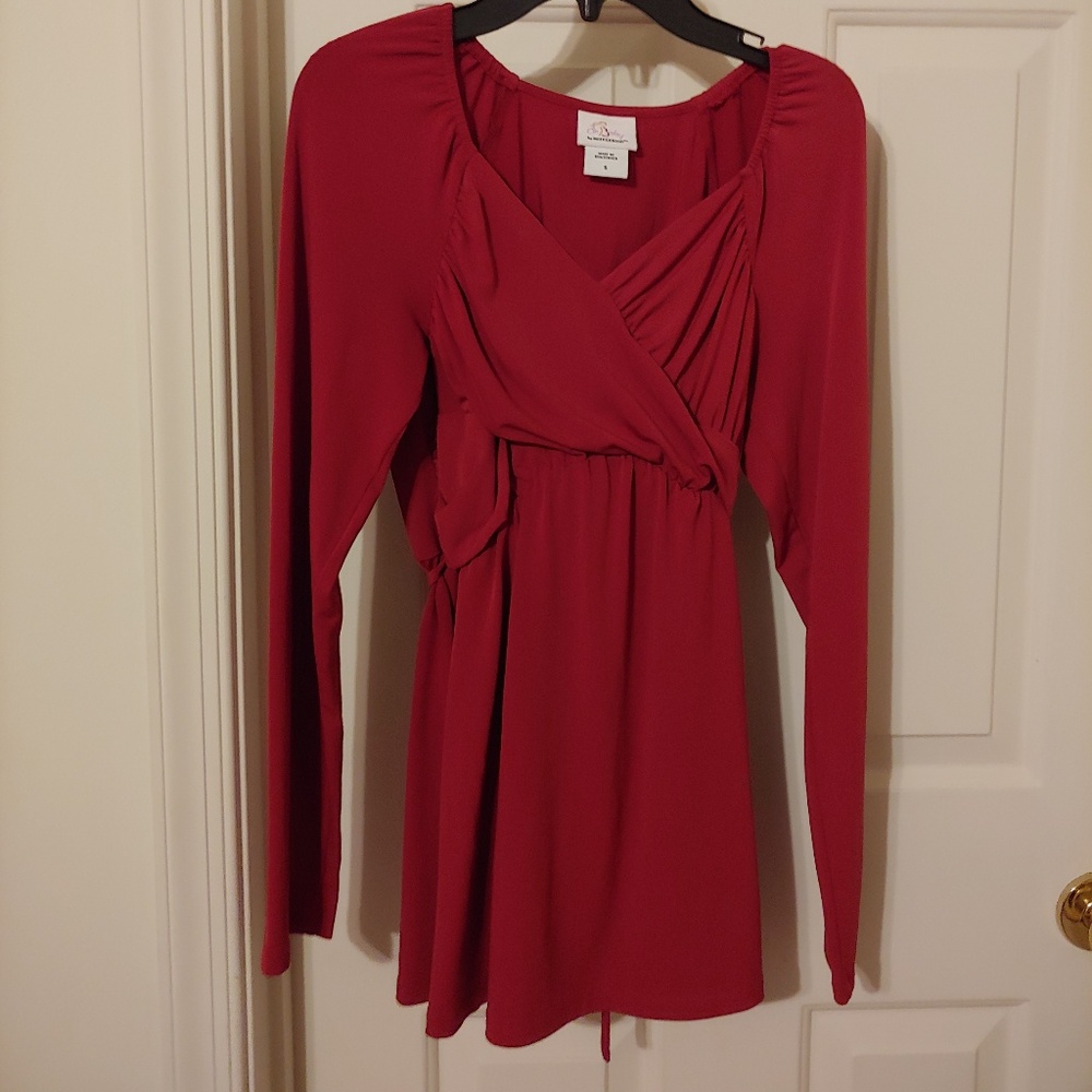 Maternity blouse, dark red color